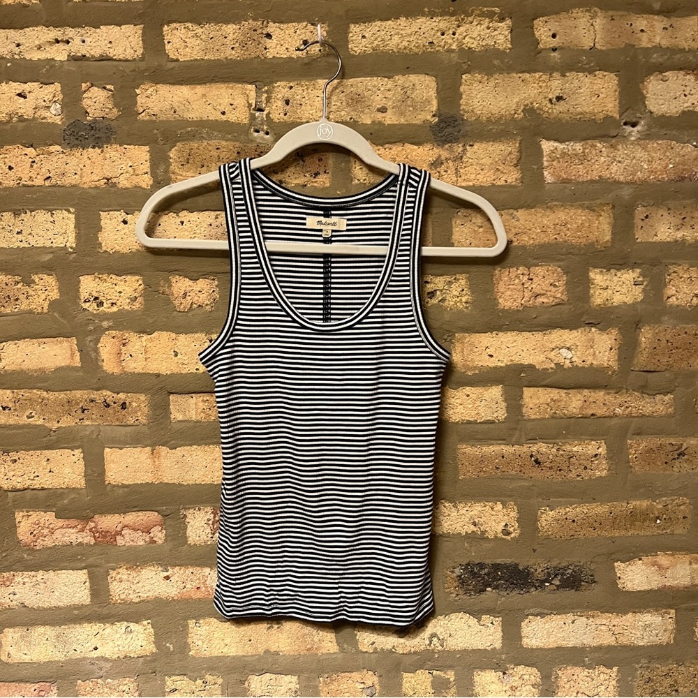 Madewell Black and White Striped Tank Top